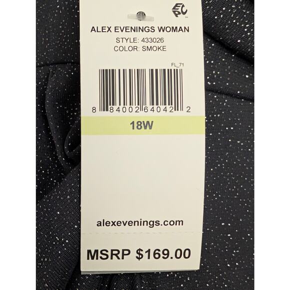 Alex Evenings Ruched Gown Glitter Mesh Cowl Neck Cold Shoulder 18W Elegant Party - Picture 6 of 8